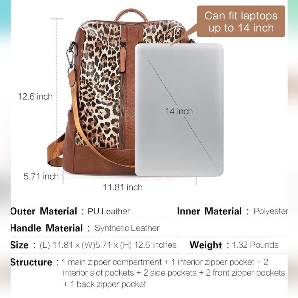 Leopard Print Backpack - Picture 5 of 6